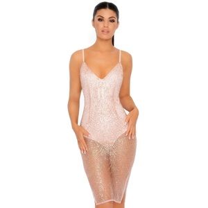 NWT OhPolly see thru dress in rose gold